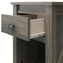 Load image into Gallery viewer, Farmhouse 1-Drawer Bedroom Nightstand with Open Shelf in Rustic Grey Oak