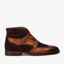 Load image into Gallery viewer, The Albus Tan Leather &amp; Suede Double Strap Monk Brogue Men  Boot