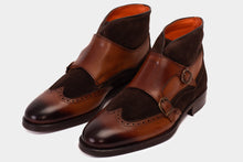 Load image into Gallery viewer, The Albus Tan Leather &amp; Suede Double Strap Monk Brogue Men  Boot