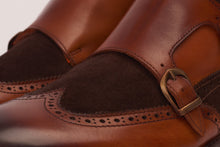 Load image into Gallery viewer, The Albus Tan Leather &amp; Suede Double Strap Monk Brogue Men  Boot