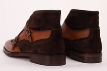 Load image into Gallery viewer, The Albus Tan Leather &amp; Suede Double Strap Monk Brogue Men  Boot