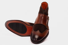 Load image into Gallery viewer, The Albus Tan Leather &amp; Suede Double Strap Monk Brogue Men  Boot