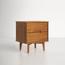 Load image into Gallery viewer, FarmHouse 2 Drawer Solid Wood Nightstand Medium Brown