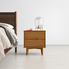 Load image into Gallery viewer, FarmHouse 2 Drawer Solid Wood Nightstand Medium Brown
