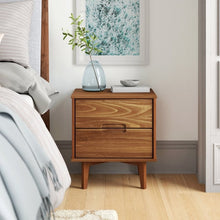 Load image into Gallery viewer, FarmHouse 2 Drawer Solid Wood Nightstand Medium Brown