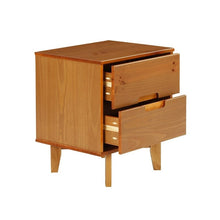 Load image into Gallery viewer, FarmHouse 2 Drawer Solid Wood Nightstand Medium Brown