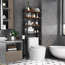 Load image into Gallery viewer, Over the Toilet Storage Freestanding Industrial Metal Wood Shelving Unit