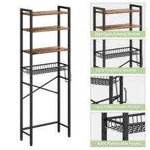 Load image into Gallery viewer, Over the Toilet Storage Freestanding Industrial Metal Wood Shelving Unit