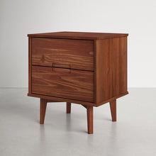 Load image into Gallery viewer, FarmHouse 2 Drawer Solid Wood Nightstand Walnut