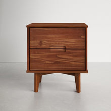 Load image into Gallery viewer, FarmHouse 2 Drawer Solid Wood Nightstand Walnut