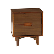 Load image into Gallery viewer, FarmHouse 2 Drawer Solid Wood Nightstand Walnut