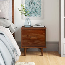 Load image into Gallery viewer, FarmHouse 2 Drawer Solid Wood Nightstand Walnut