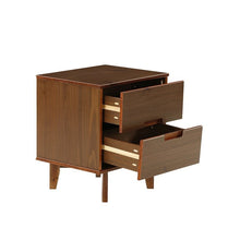 Load image into Gallery viewer, FarmHouse 2 Drawer Solid Wood Nightstand Walnut