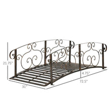 Load image into Gallery viewer, Outdoor Vintage Bronze Arch 6-ft Garden Bridge with Side-Rails