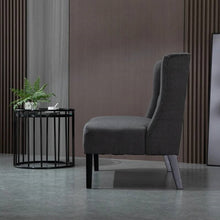 Load image into Gallery viewer, Scandinavian 2 Seater Button Tufted Loveseat Wooden Legs Gray Linen