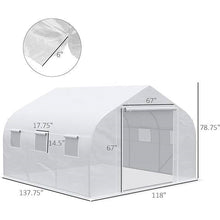 Load image into Gallery viewer, Greenhouse w/ White PE Cover and Heavy Duty Steel Frame 11.5' x 10' x 6.5'