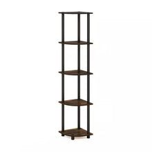 Load image into Gallery viewer, 5-Shelf Modern Corner Bookcase in Black Brown Wood Finish