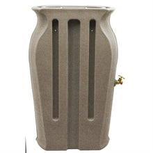 Load image into Gallery viewer, Grey SandStone 50-Gallon Plastic Urn Rain Barrel with Planter Top