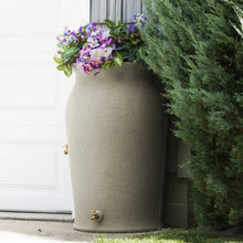 Load image into Gallery viewer, Grey SandStone 50-Gallon Plastic Urn Rain Barrel with Planter Top