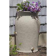 Load image into Gallery viewer, Grey SandStone 50-Gallon Plastic Urn Rain Barrel with Planter Top