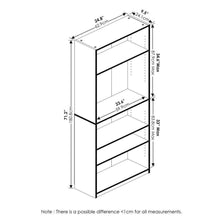 Load image into Gallery viewer, 71-inch Tall 5-Shelf Bookcase in Medium Brown Wood Finish