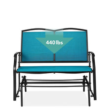 Load image into Gallery viewer, 2 Seat Mesh Patio Loveseat Swing Glider Rocker with Armrests in Blue