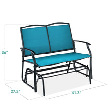 Load image into Gallery viewer, 2 Seat Mesh Patio Loveseat Swing Glider Rocker with Armrests in Blue