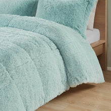 Load image into Gallery viewer, Twin/Twin XL Soft Sherpa Faux Fur 2-Piece Comforter Set in Light Teal Blue