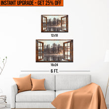 Load image into Gallery viewer, Upgrade Your 18x12 Inches 'Foggy Autumn Lake View By The Window' Canvas To 24x16 Inches