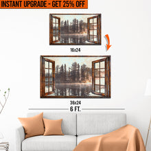 Load image into Gallery viewer, Upgrade Your 16x24 Inches 'Foggy Autumn Lake View By The Window' Canvas To 36x24 Inches