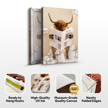 Load image into Gallery viewer, Highland Cow Reading Newspaper Wall Art Canvas