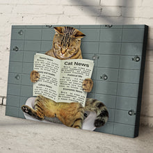 Load image into Gallery viewer, Cat Toilet Reading Newspaper Canvas Wall Art