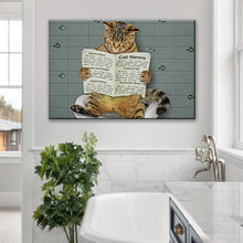 Load image into Gallery viewer, Cat Toilet Reading Newspaper Canvas Wall Art