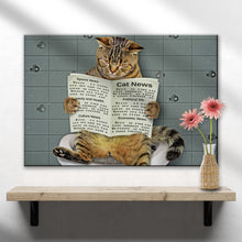 Load image into Gallery viewer, Cat Toilet Reading Newspaper Canvas Wall Art