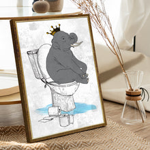Load image into Gallery viewer, King Elephant On Toilet Canvas Wall Art