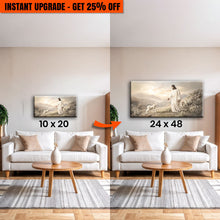 Load image into Gallery viewer, Upgrade Your 20x10 Inches 'Jesus Protects The Lamb From Wolves Faith Wall Art X' Canvas To 48x24 Inches