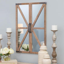 Load image into Gallery viewer, Rustic Vintage Faux Barn Doors Farmhouse Wall Mirror