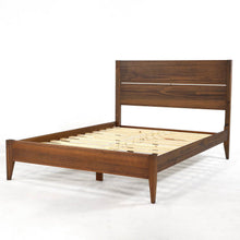 Load image into Gallery viewer, Full Size Rustic Walnut Mid Century Slatted Platform Bed