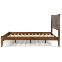 Load image into Gallery viewer, Full Size Rustic Walnut Mid Century Slatted Platform Bed