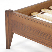 Load image into Gallery viewer, Full Size Rustic Walnut Mid Century Slatted Platform Bed