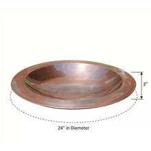 Load image into Gallery viewer, 24-inch Diameter Round Copper Plated Brass Large Bird Bath Rimmed Bowl Birdbath
