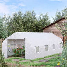 Load image into Gallery viewer, 19.5 Ft x 9.8 Ft Outdoor Greenhouse w/ White PE Cover and Heavy Duty Steel Frame
