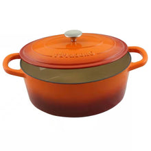 Load image into Gallery viewer, 7-Quart Enameled Orange Sunburst Cast Iron Dutch Oven with Lid