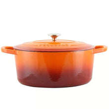 Load image into Gallery viewer, 7-Quart Enameled Orange Sunburst Cast Iron Dutch Oven with Lid