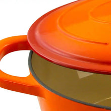 Load image into Gallery viewer, 7-Quart Enameled Orange Sunburst Cast Iron Dutch Oven with Lid