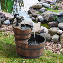 Load image into Gallery viewer, Outdoor 2-Tier Solid Wood Whisky Barrel Waterfall Fountain with Electric Pump