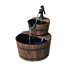Load image into Gallery viewer, Outdoor 2-Tier Solid Wood Whisky Barrel Waterfall Fountain with Electric Pump