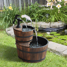 Load image into Gallery viewer, Outdoor 2-Tier Solid Wood Whisky Barrel Waterfall Fountain with Electric Pump