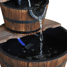 Load image into Gallery viewer, Outdoor 2-Tier Solid Wood Whisky Barrel Waterfall Fountain with Electric Pump