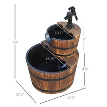 Load image into Gallery viewer, Outdoor 2-Tier Solid Wood Whisky Barrel Waterfall Fountain with Electric Pump